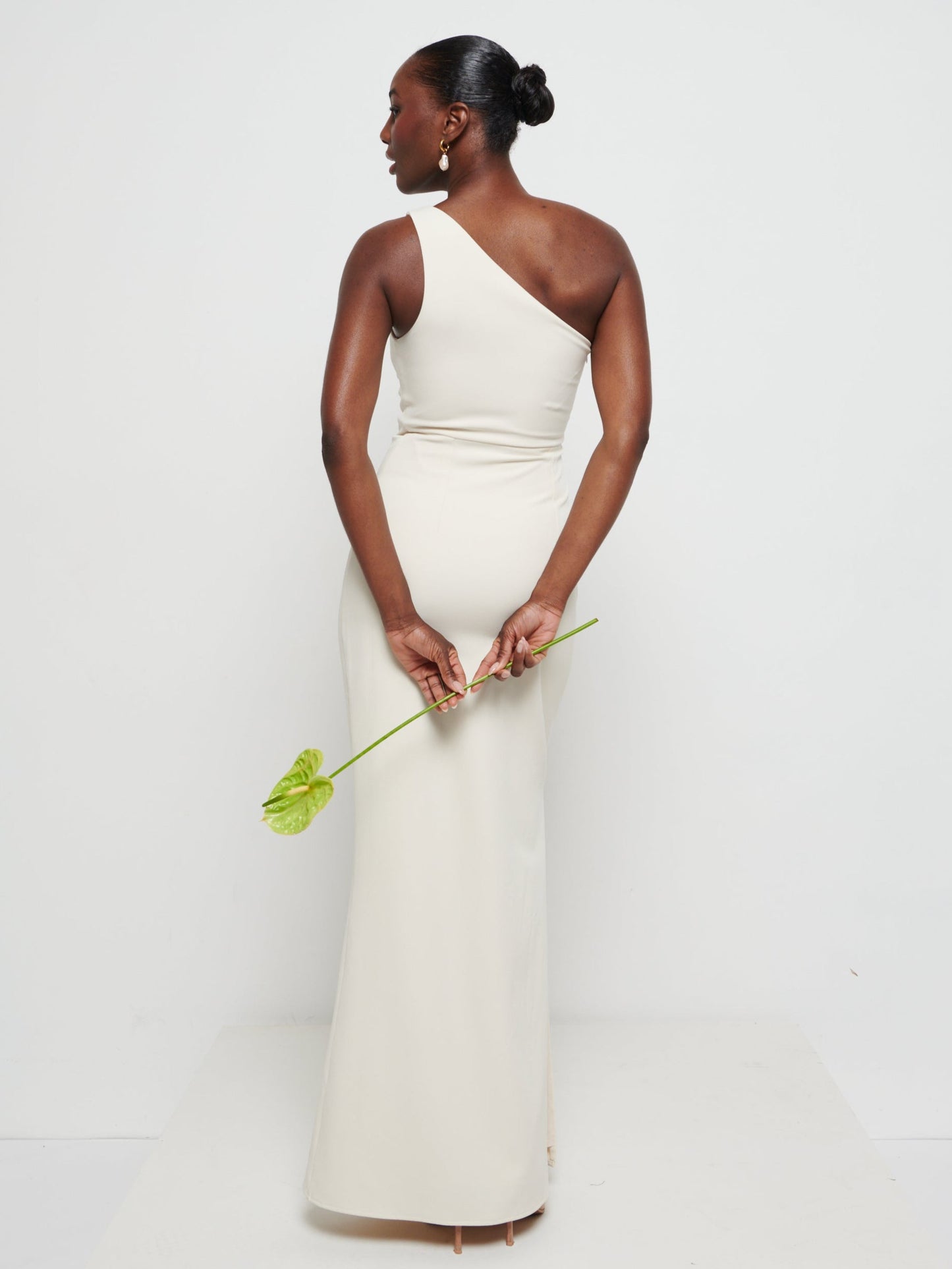 Amelia Crepe Ruched Maxi Bridesmaid Dress - Champagne