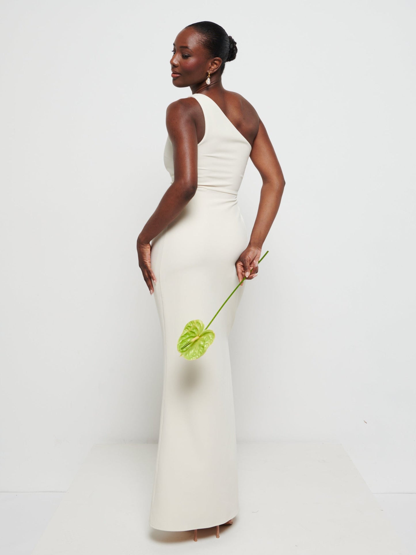 Amelia Crepe Ruched Maxi Bridesmaid Dress - Champagne