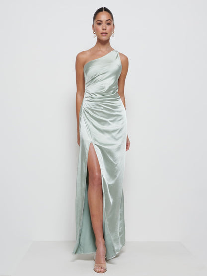 Amelia Ruched Maxi Bridesmaid Dress - Matte Sage