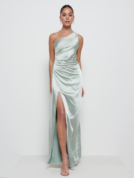 Amelia Ruched Maxi Bridesmaid Dress - Matte Sage