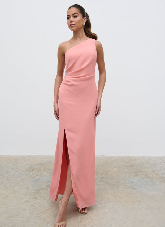 Amelia Ruched Maxi Dress  - Apricot Ice