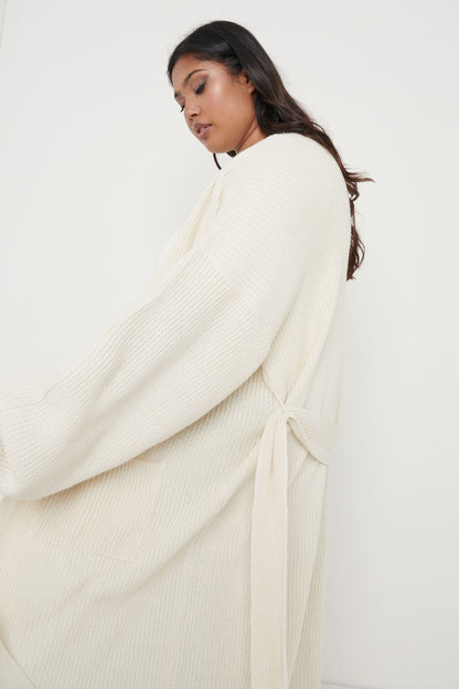 Curve Arden Midi Tie Cardigan - Cream
