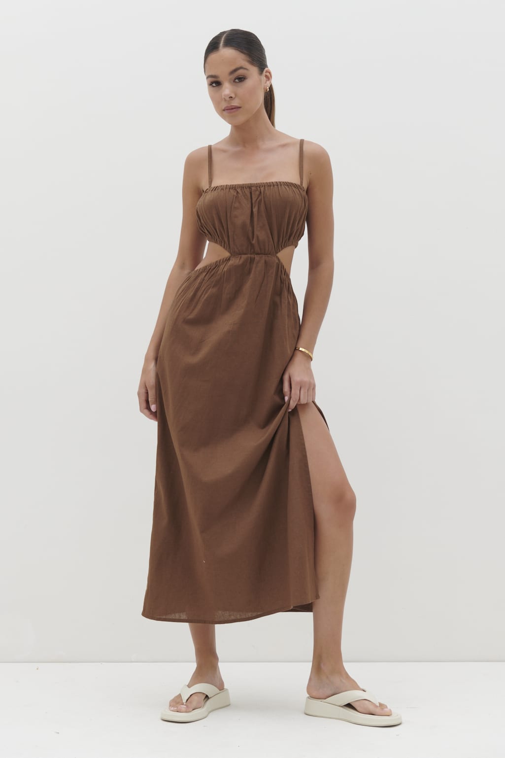 Artie Cut Out Midaxi Dress - Espresso
