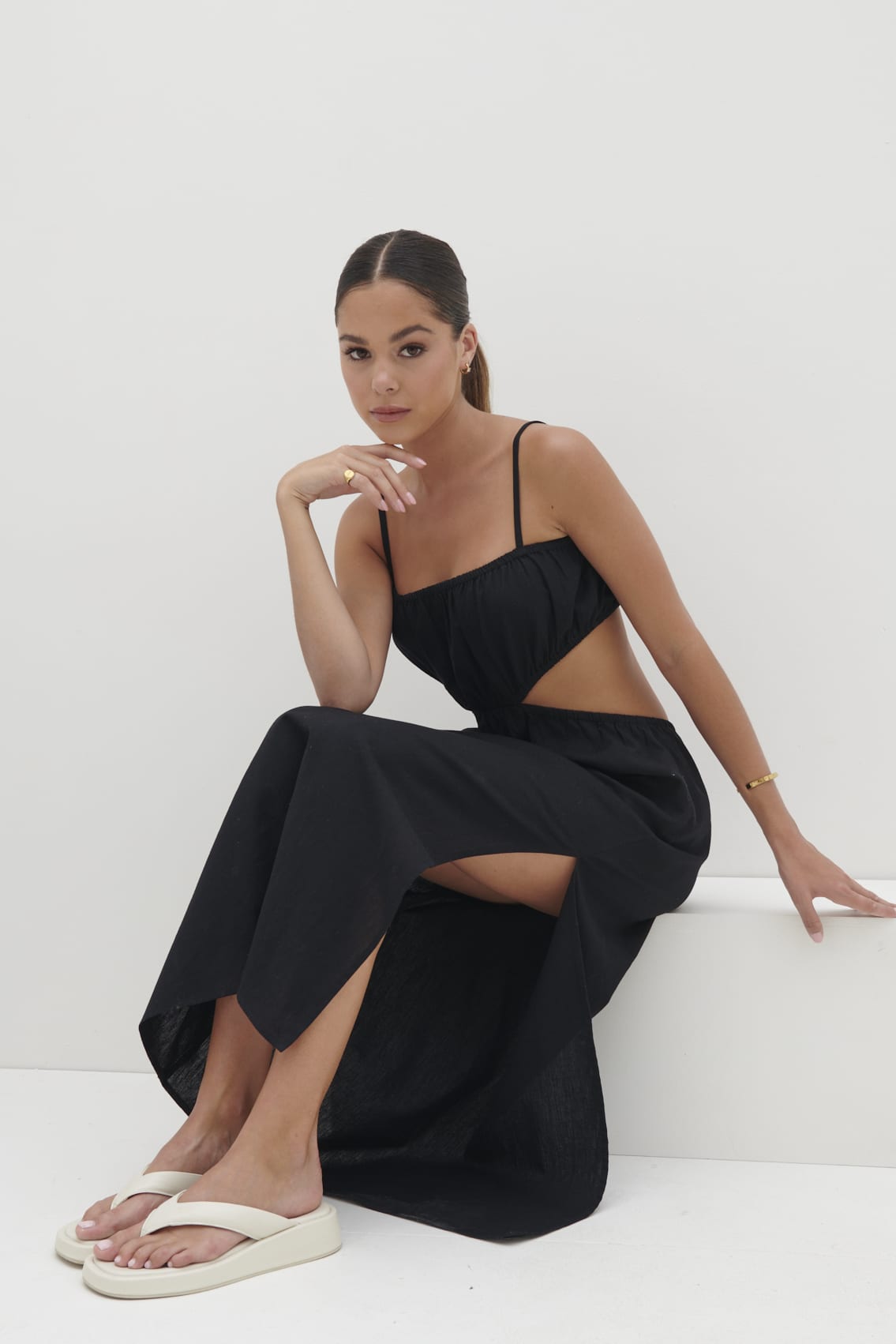 Artie Cut Out Midaxi Dress - Black
