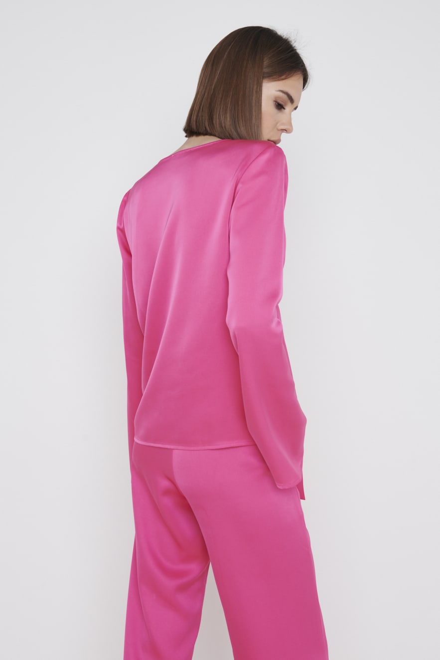 Ashley Tie Drape Top - Fuchsia