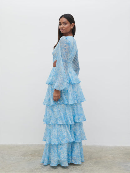 Ashton Cut Out Maxi Dress - Blue Swirl