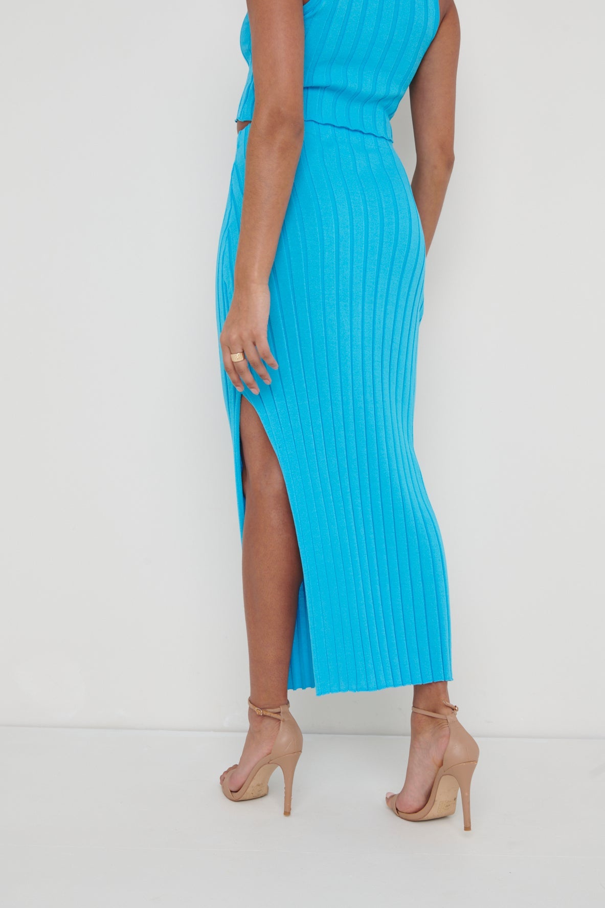 Auden Rib Knit Skirt - Aqua Blue