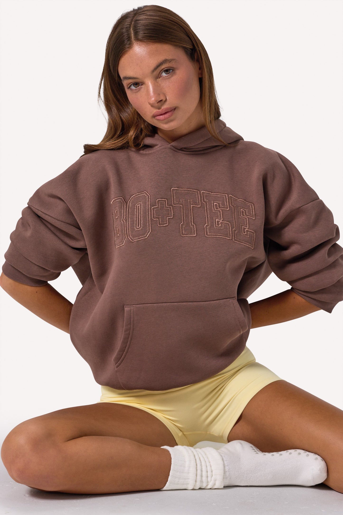Embroidered Oversized Hoodie in Cocoa