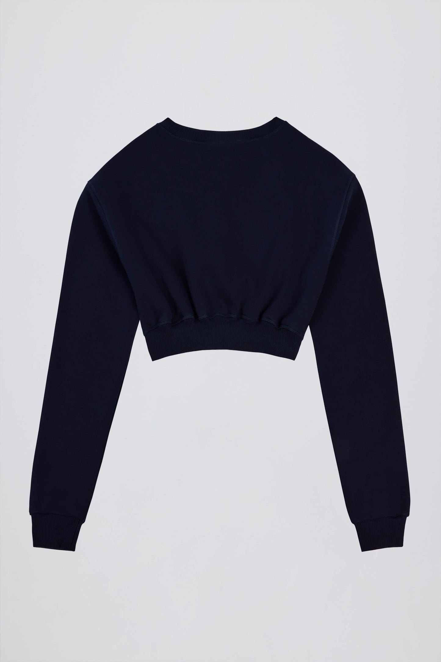 Brushed Jersey Button-Up Cropped Cardigan in Classic Navy