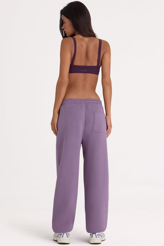Brushed Jersey Mid-Rise Relaxed Joggers in Dusk