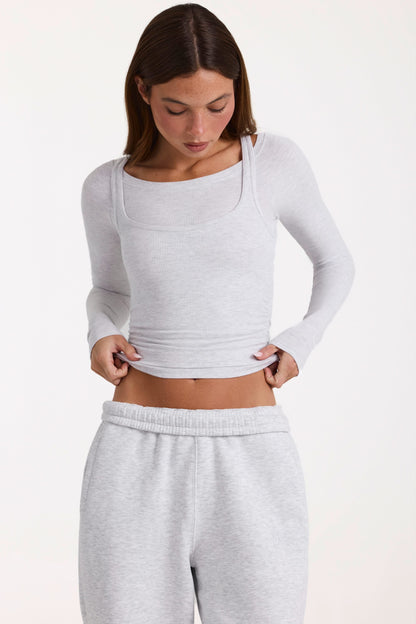 ButterCloud™ Layered Top  in Grey Marl