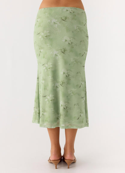 Bahama Low Rise Midi Skirt - Blurred Lime