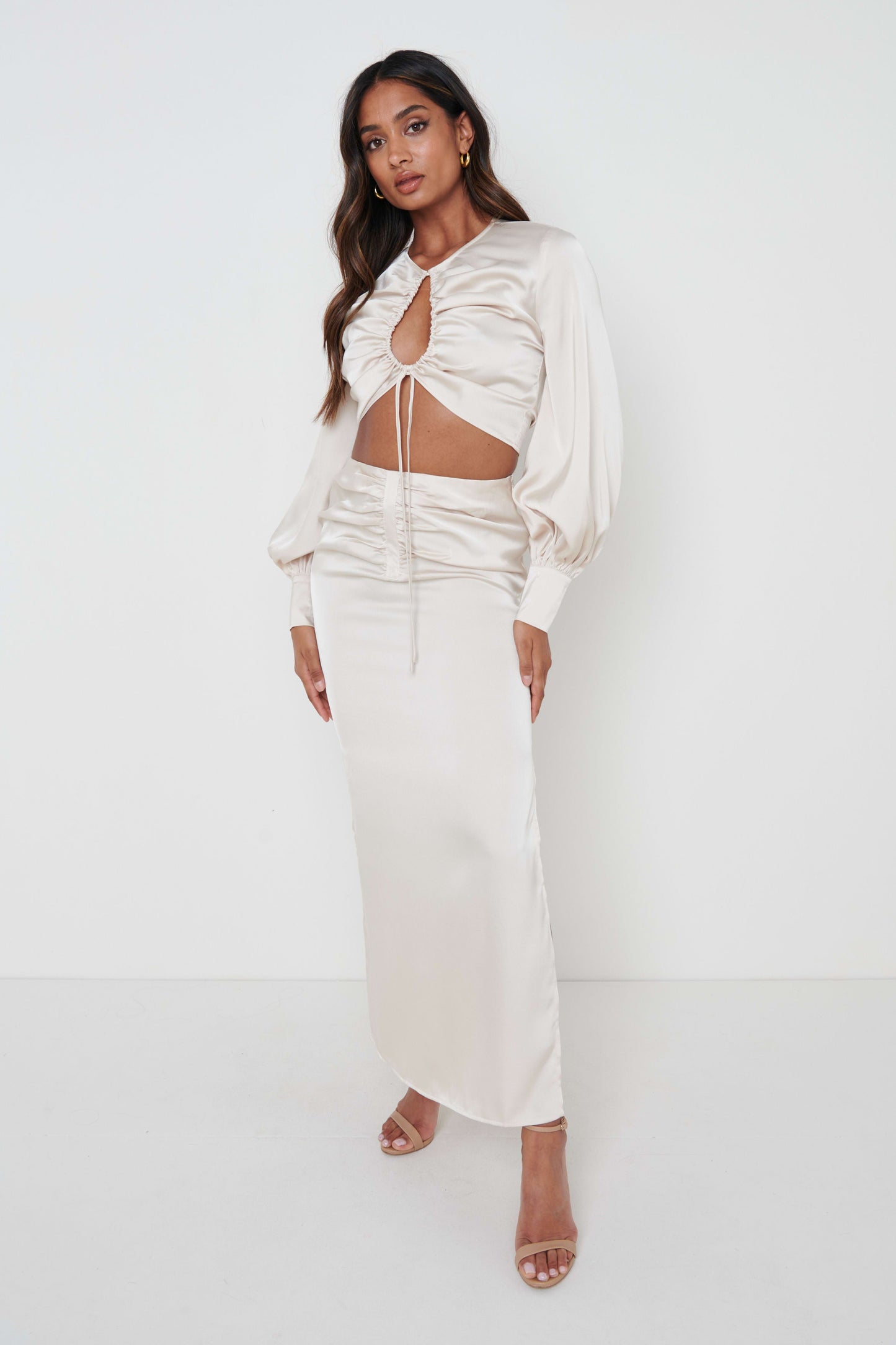 Bec Drawstring Top - Oyster