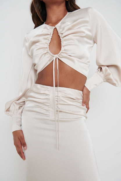 Bec Drawstring Top - Oyster