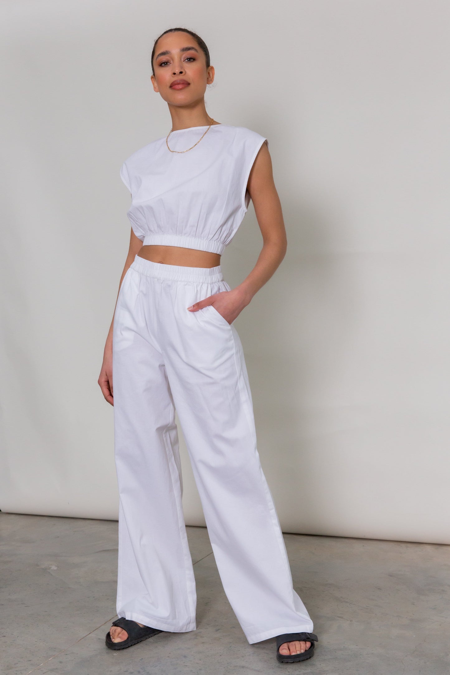 Tatum Wide Crop Top - White