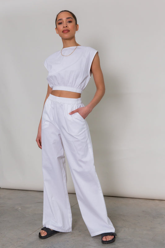 Tatum Wide Crop Top - White