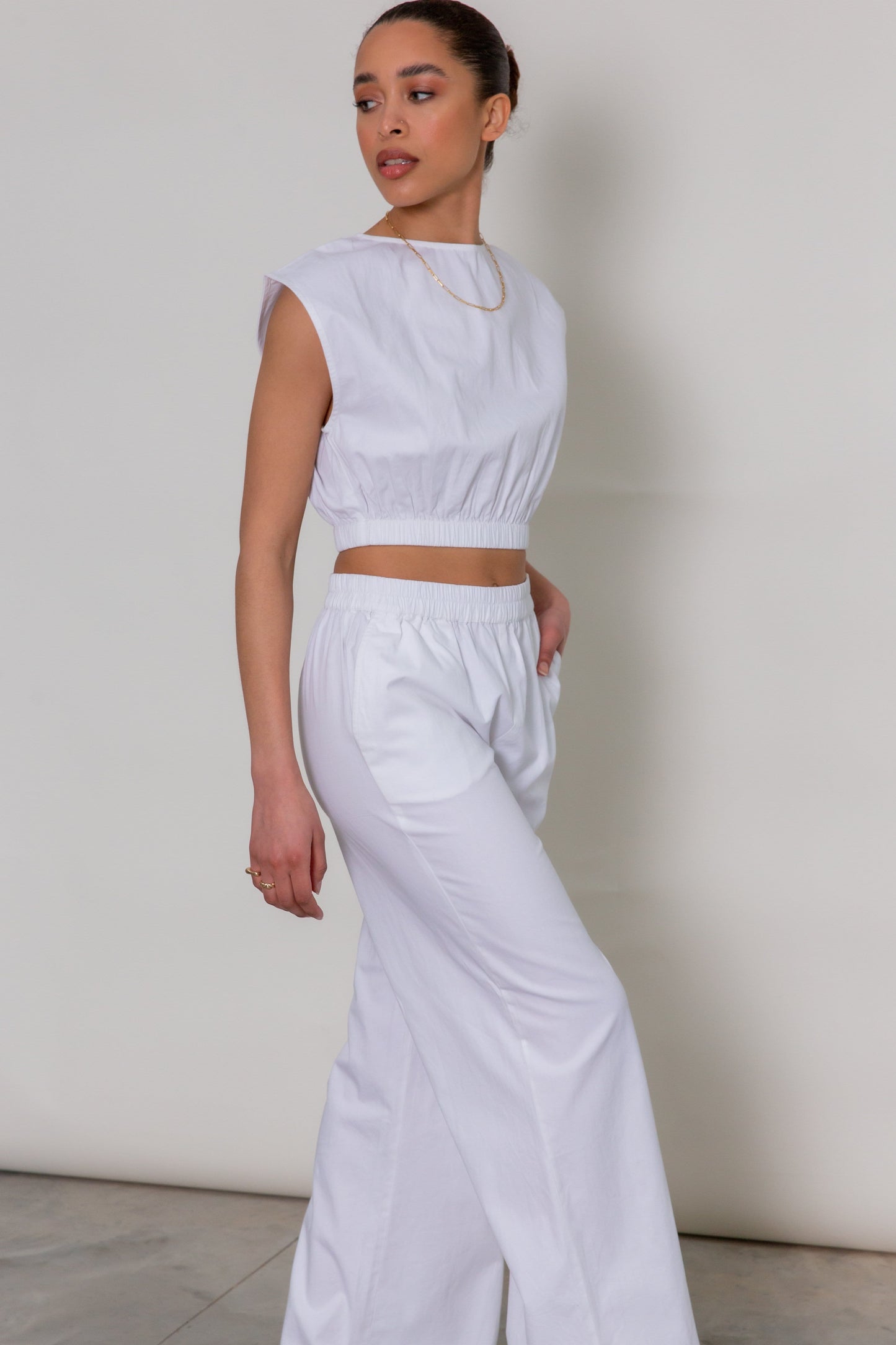 Tatum Wide Crop Top - White