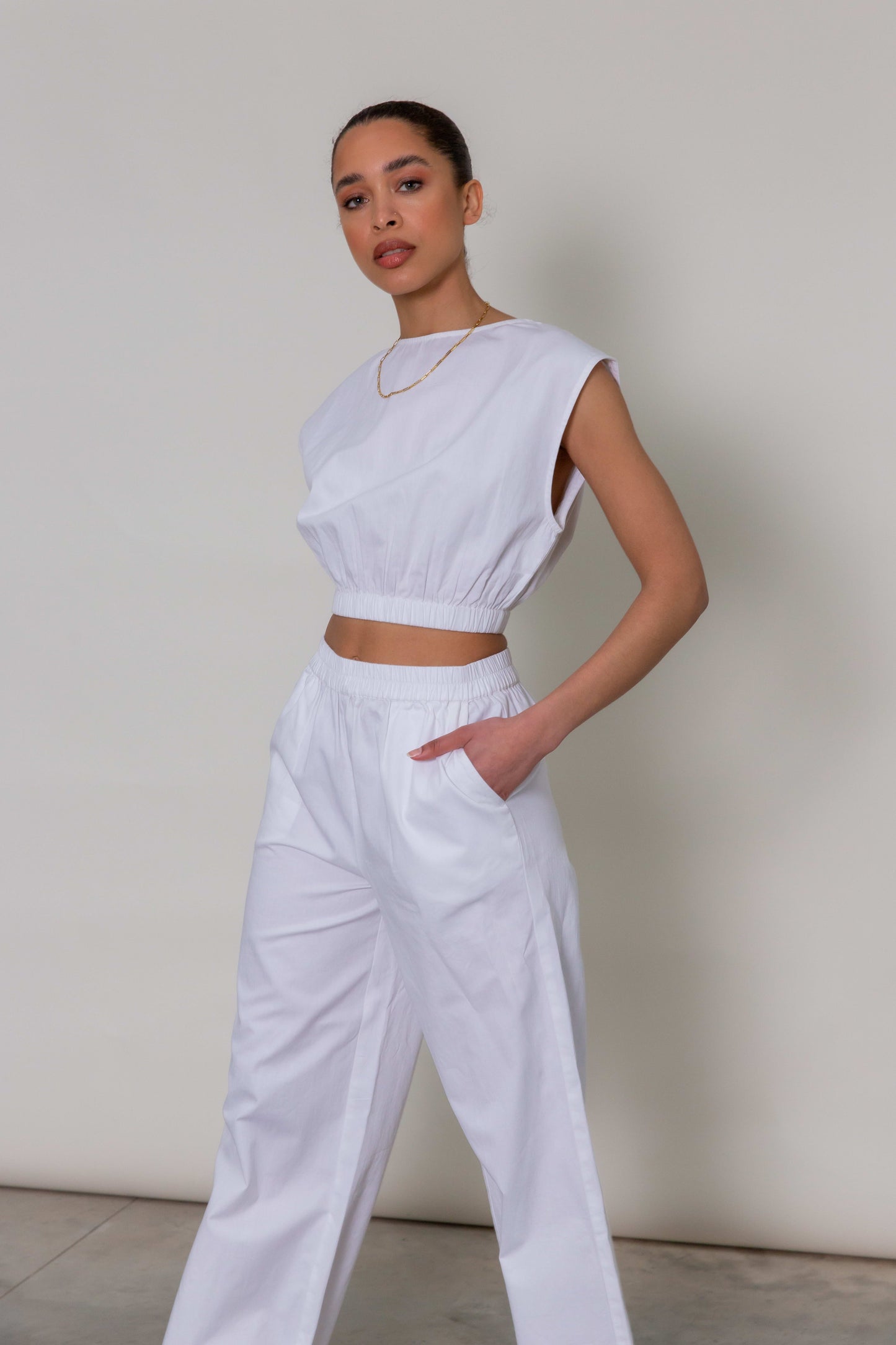 Tatum Wide Crop Top - White