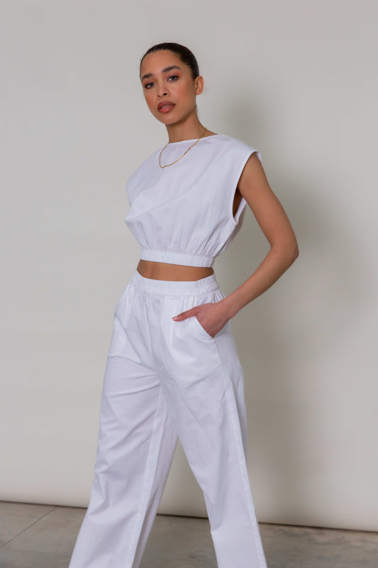 Tatum Wide Crop Top - White