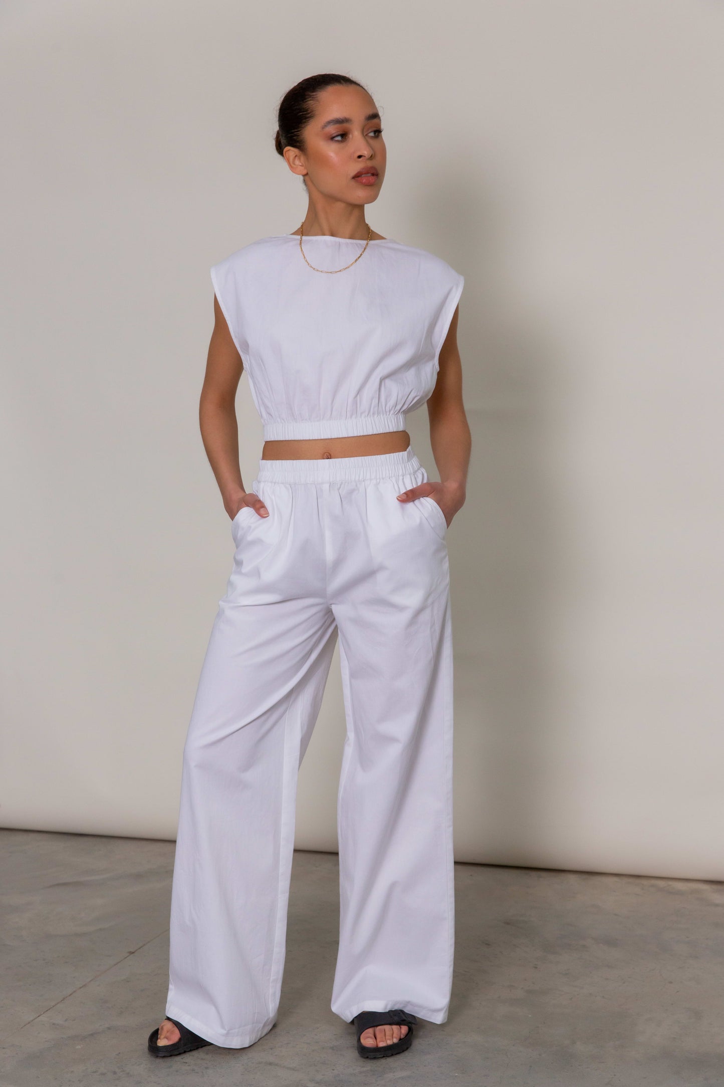 Tatum Wide Crop Top - White