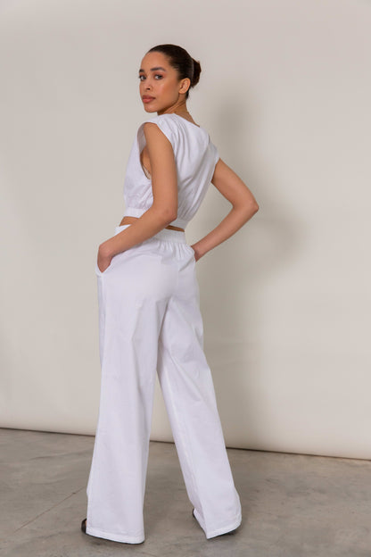Tatum Wide Crop Top - White