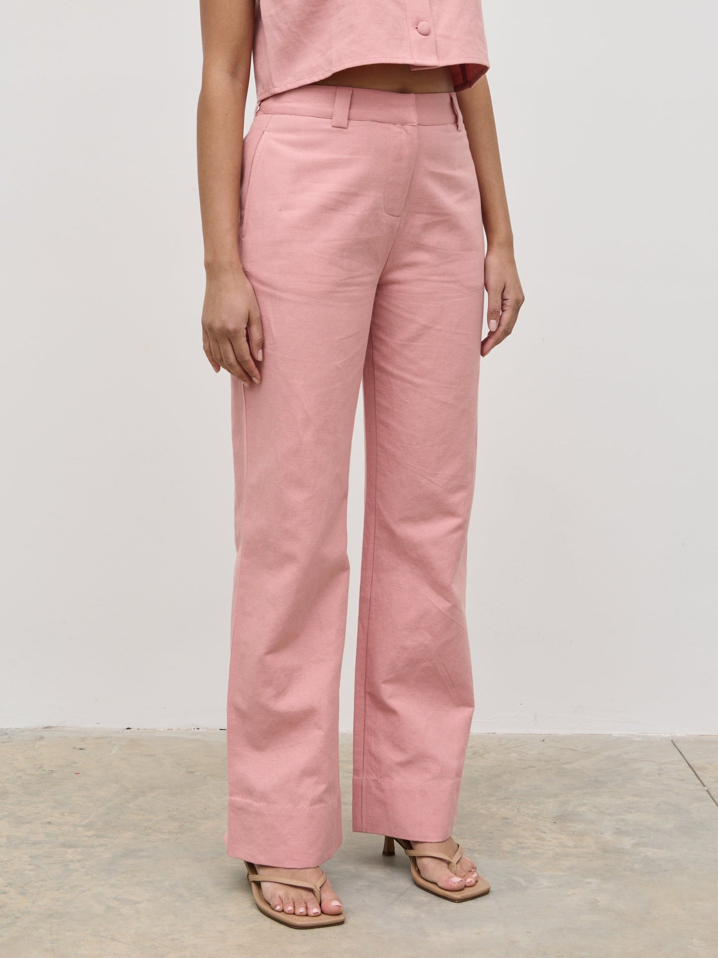 Blair Linen Trousers - Pink
