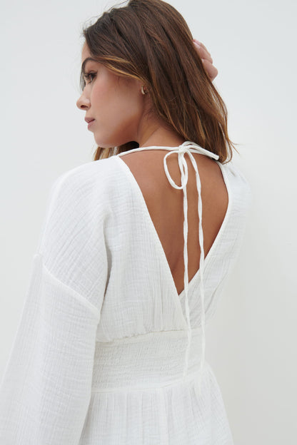 Blake Shirred Playsuit - White