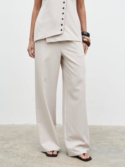 Brylee Tailored Drawstring Trousers - Stone