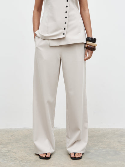 Brylee Tailored Drawstring Trousers - Stone