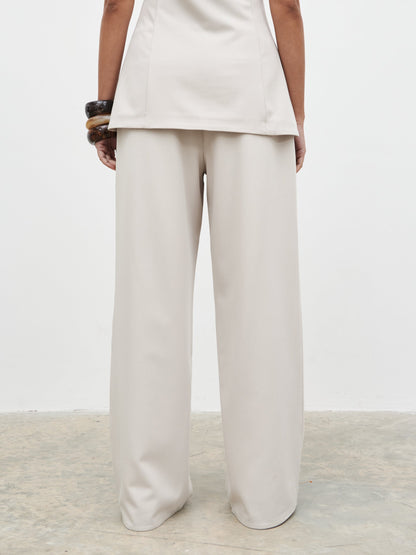 Brylee Tailored Drawstring Trousers - Stone