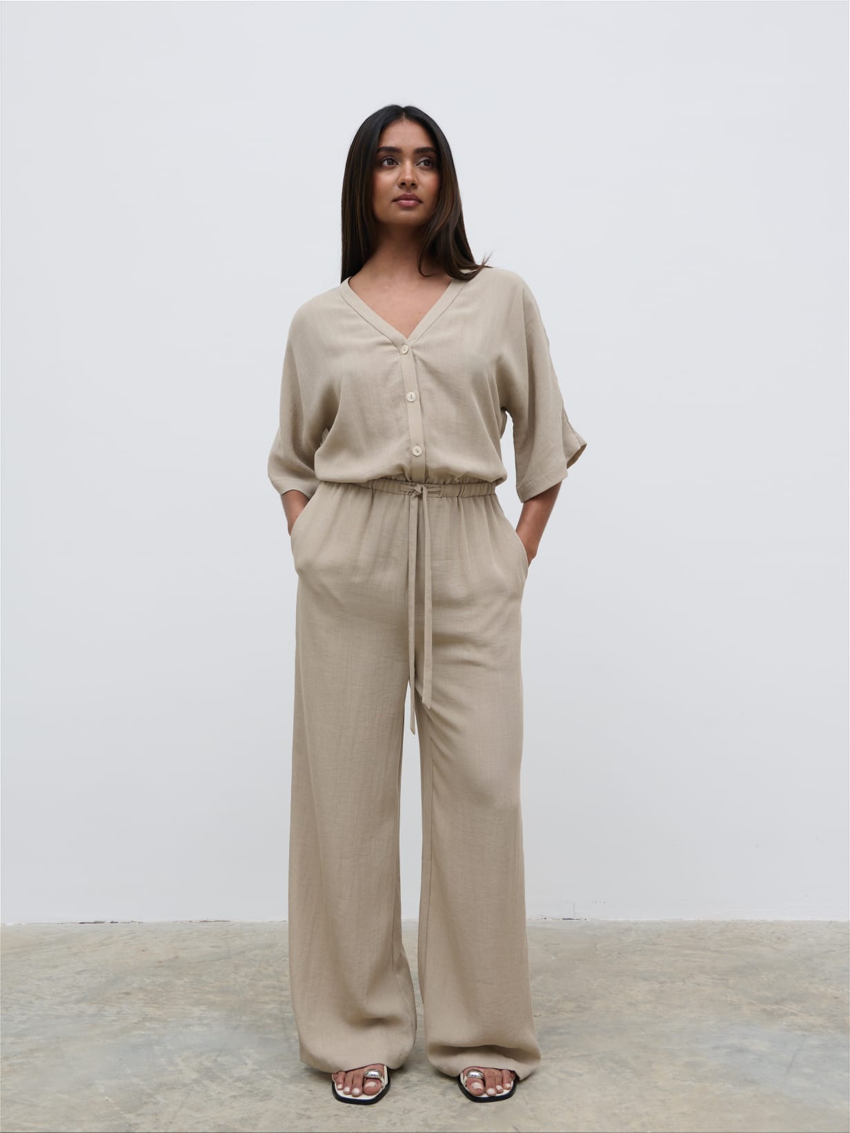 Carey Easywear Jumpsuit - Stone
