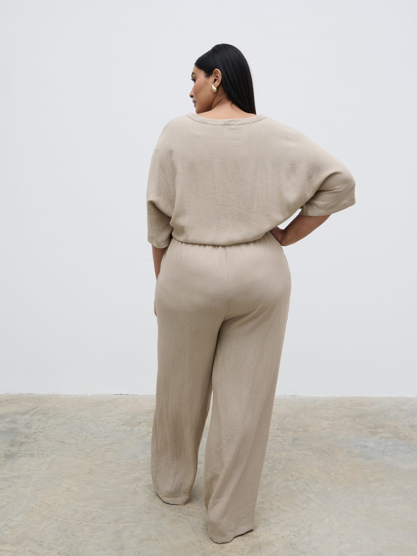 Carey Easywear Jumpsuit Curve - Stone