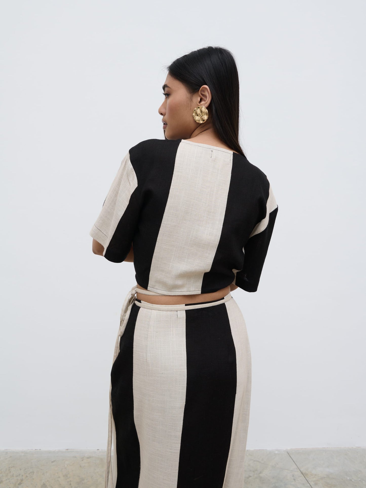 Chaya Printed Wrap Top - Cream and Black