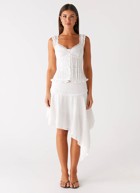Clearwater Mist Midi Skirt - White