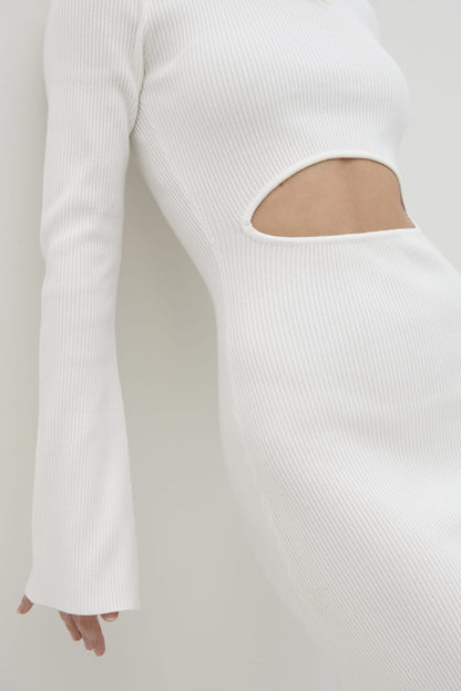 Codey Cut Out Mini Knit Dress - Cream