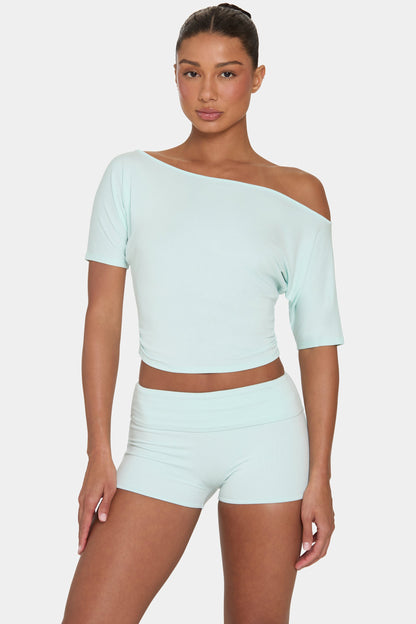 ButterCloud™ Mini Foldover Shorts in Peppermint