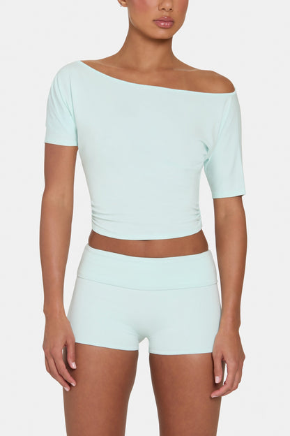 ButterCloud™ Mini Foldover Shorts in Peppermint