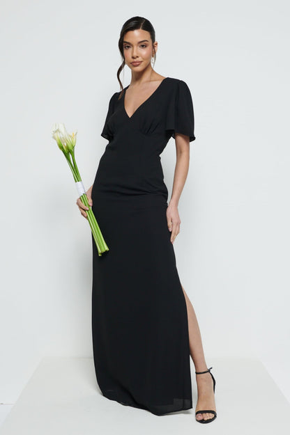 Edie Chiffon Maxi Bridesmaid Dress - Black
