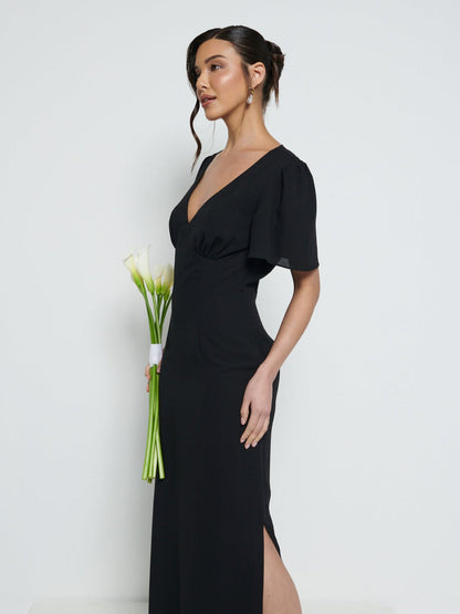 Edie Chiffon Maxi Bridesmaid Dress - Black