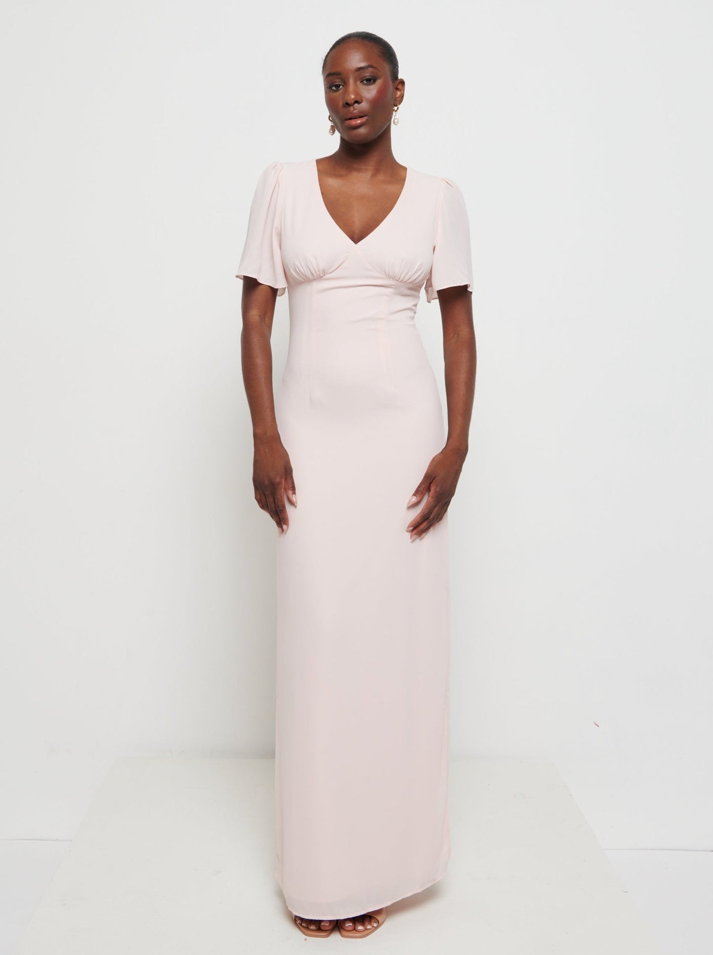 Edie Chiffon Maxi Bridesmaids Dress - Blush