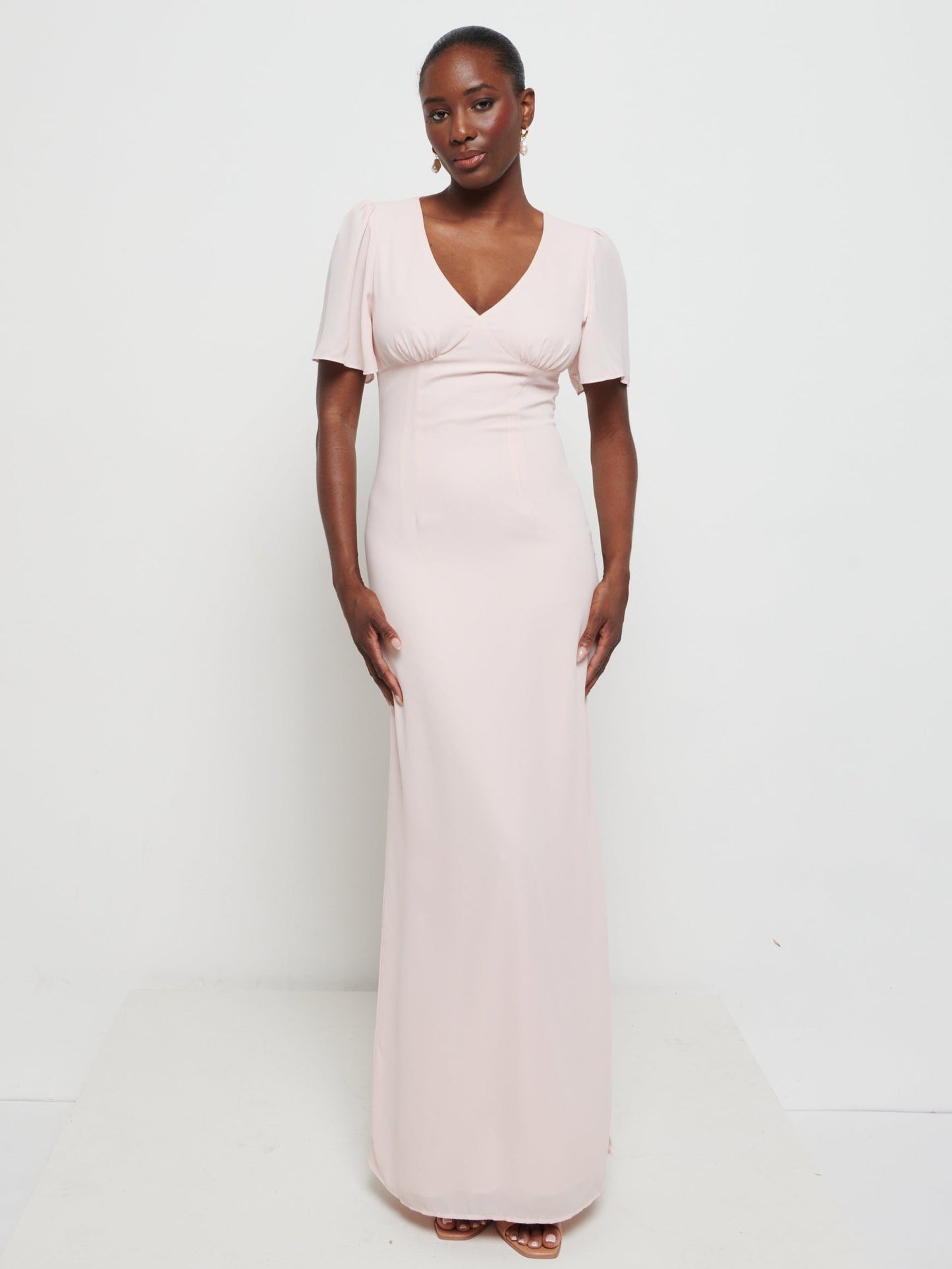 Edie Chiffon Maxi Bridesmaids Dress - Blush