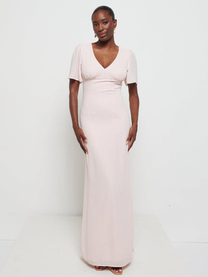 Edie Chiffon Maxi Bridesmaids Dress - Blush