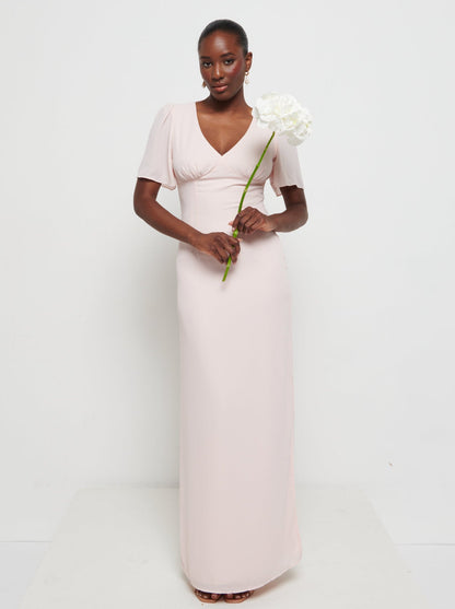 Edie Chiffon Maxi Bridesmaids Dress - Blush