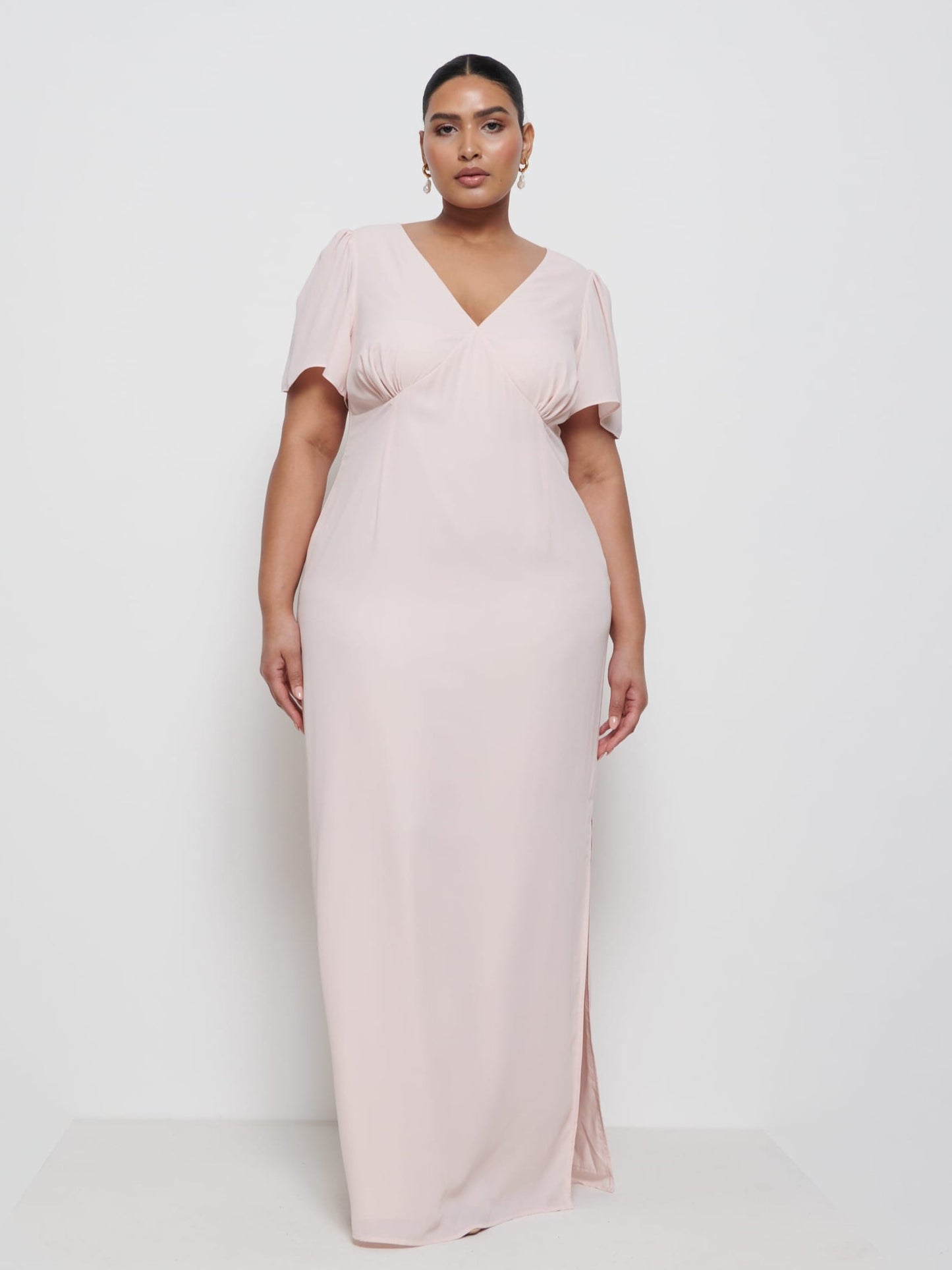 Edie Chiffon Maxi Bridesmaid Dress Curve - Blush