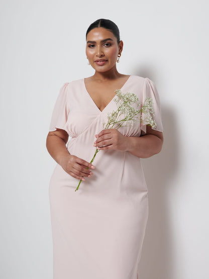 Edie Chiffon Maxi Bridesmaid Dress Curve - Blush
