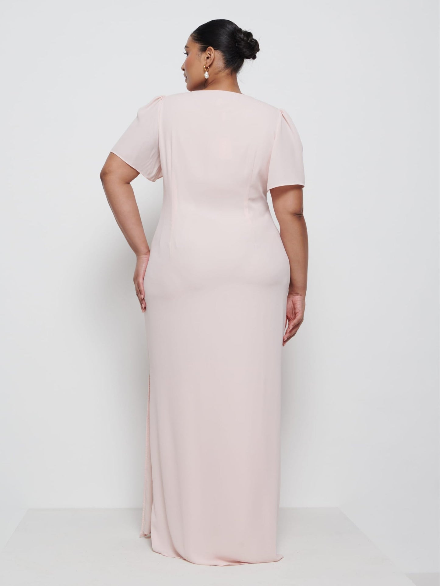 Edie Chiffon Maxi Bridesmaid Dress Curve - Blush
