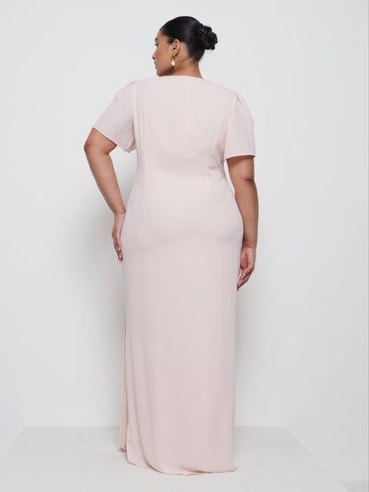 Edie Chiffon Maxi Bridesmaid Dress Curve - Blush