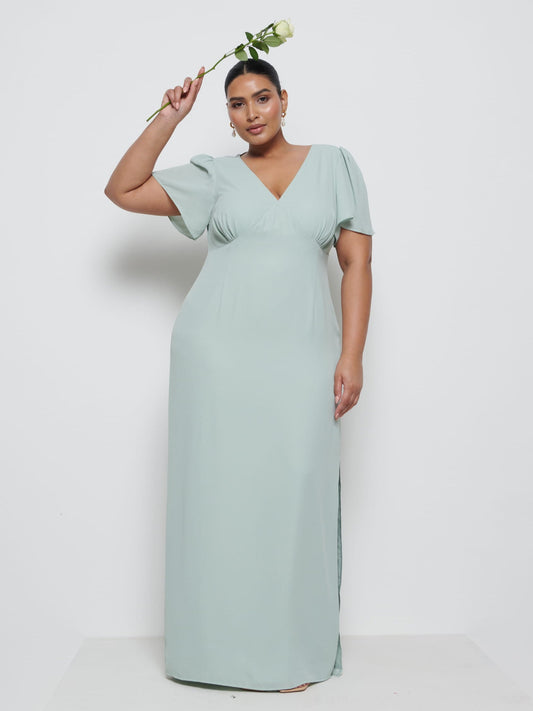Edie Chiffon Maxi Bridesmaid Dress Curve - Sage