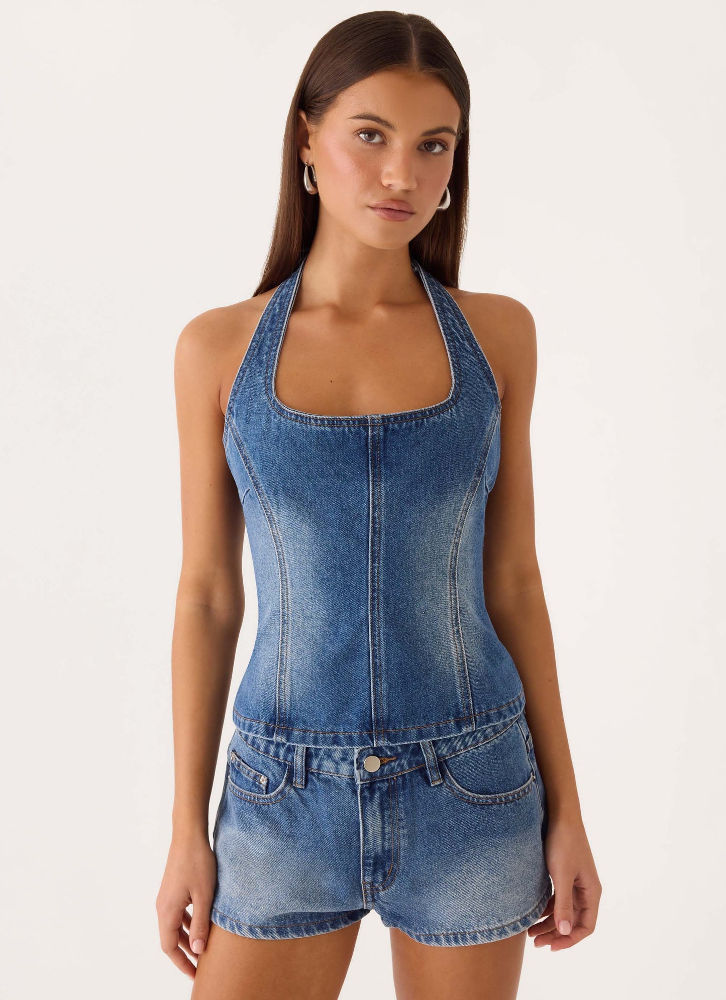 Eliah Denim Halter Top - Blue