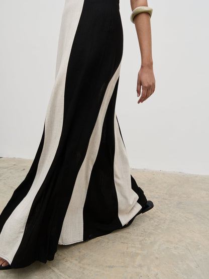 Ella Square Neck Contrast Maxi Dress - Natural and Black